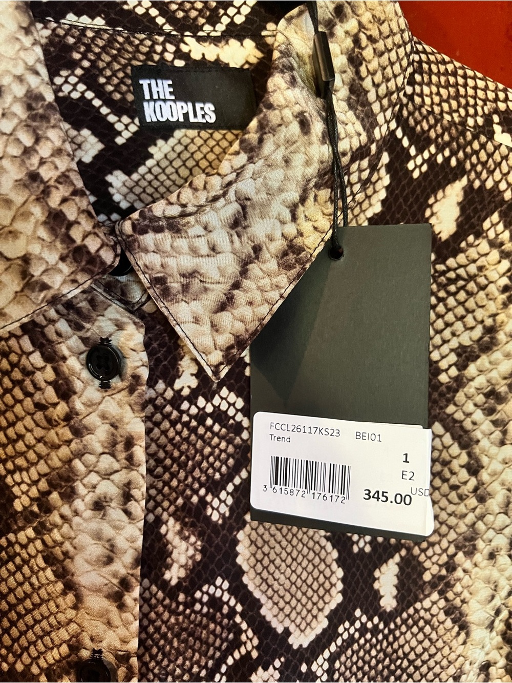 The Kooples Snake-Print Shirt — Brown & Black